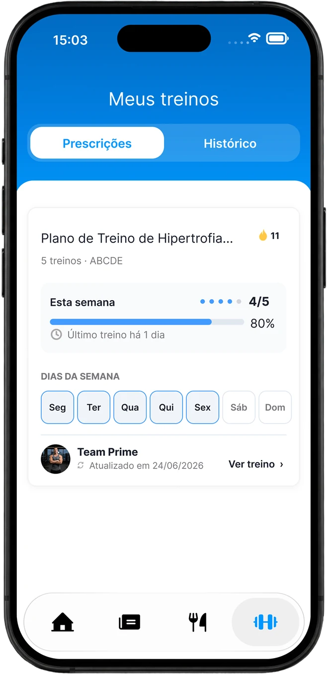Tela de treino